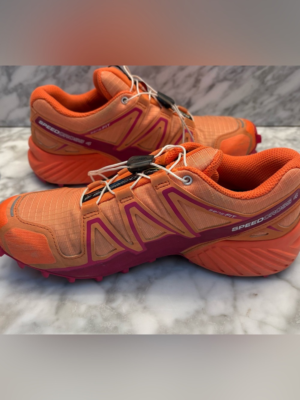Salomon Speedcross 4 Trail Running Shoes Orange Pink Quicklace Contragrip 6.5
